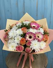 Букет цветов из:  Розы, Герберы и Хризантемы в Кшенский