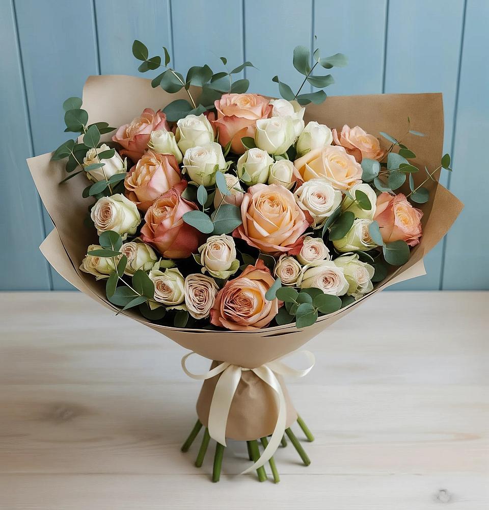 Букет цветов из: Альстромерии и Розы в Кшенский