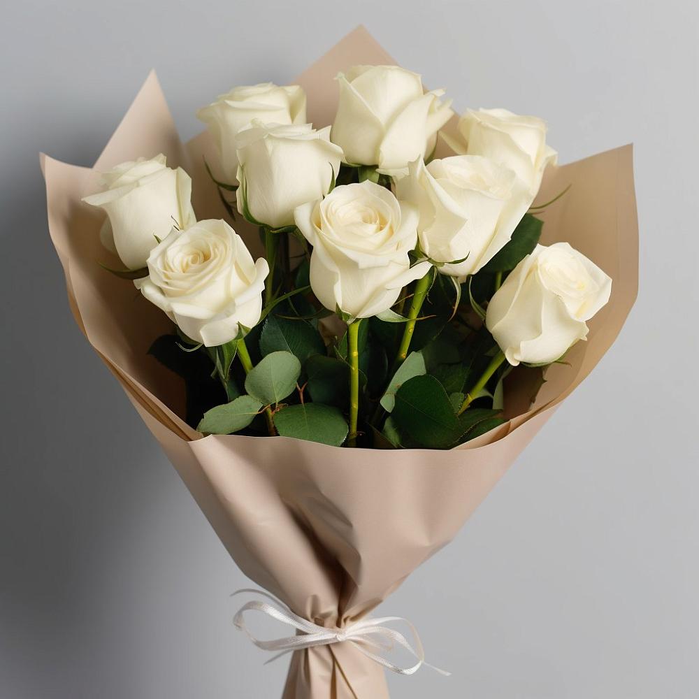 Букет 9 Белых роз Эдлесс Лав в Кшенский