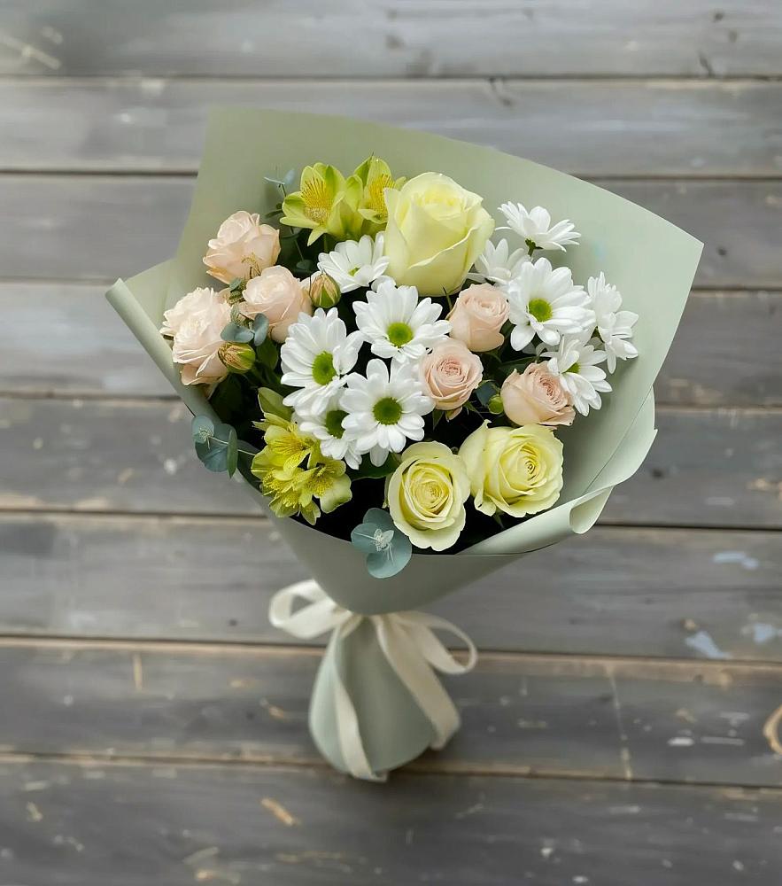 Букет цветов из: Альстромерии, Розы и Хризантемы в Кшенский