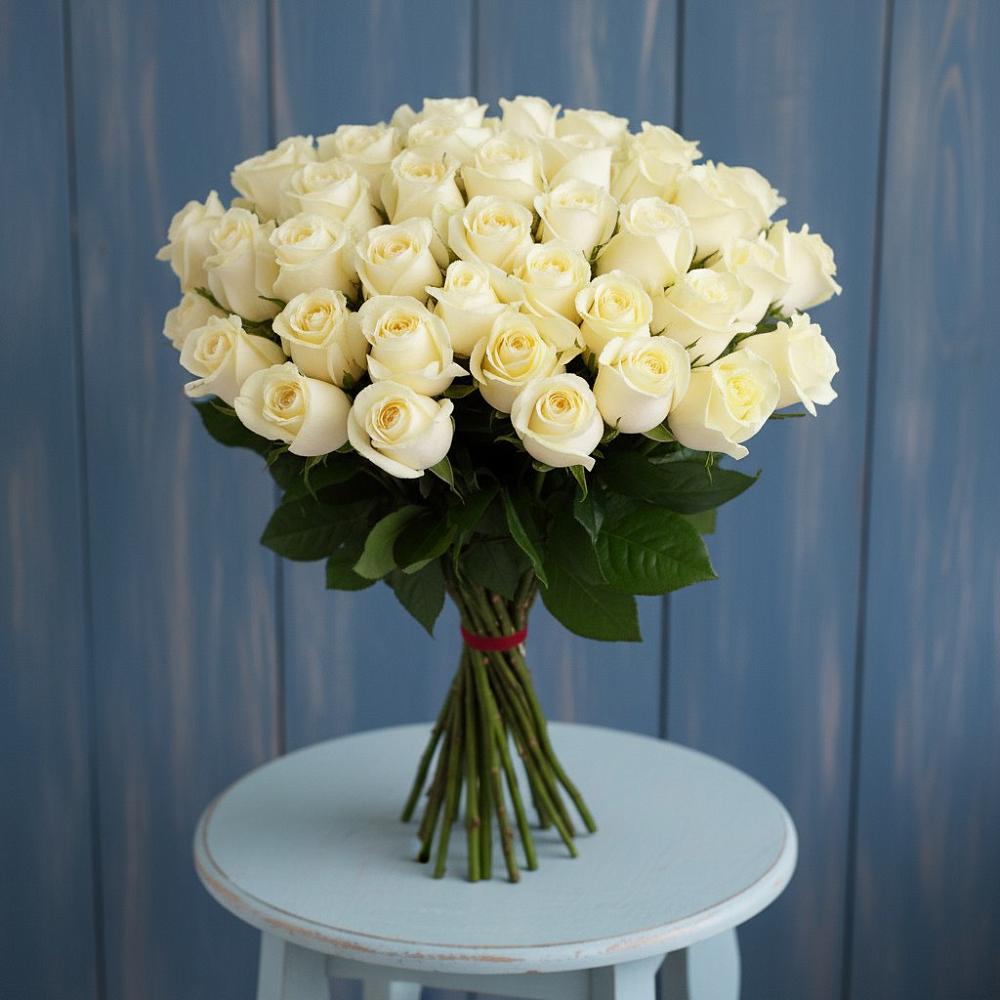 Букет 51 Белая роза Эдлесс Лав в Кшенский