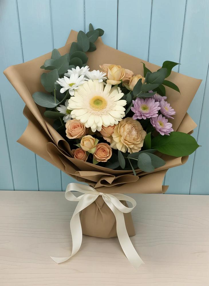 Букет цветов из: Герберы и Хризантемы в Кшенский