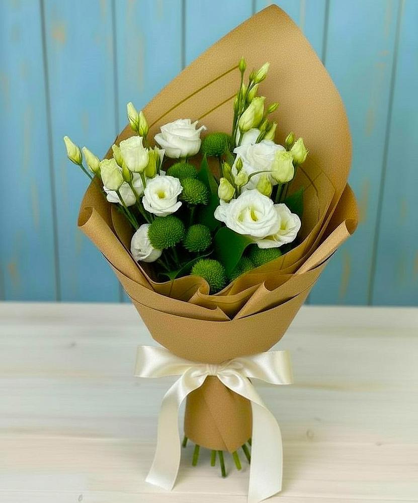 Букет цветов из: Хризантемы и Лизиантусы в Кшенский