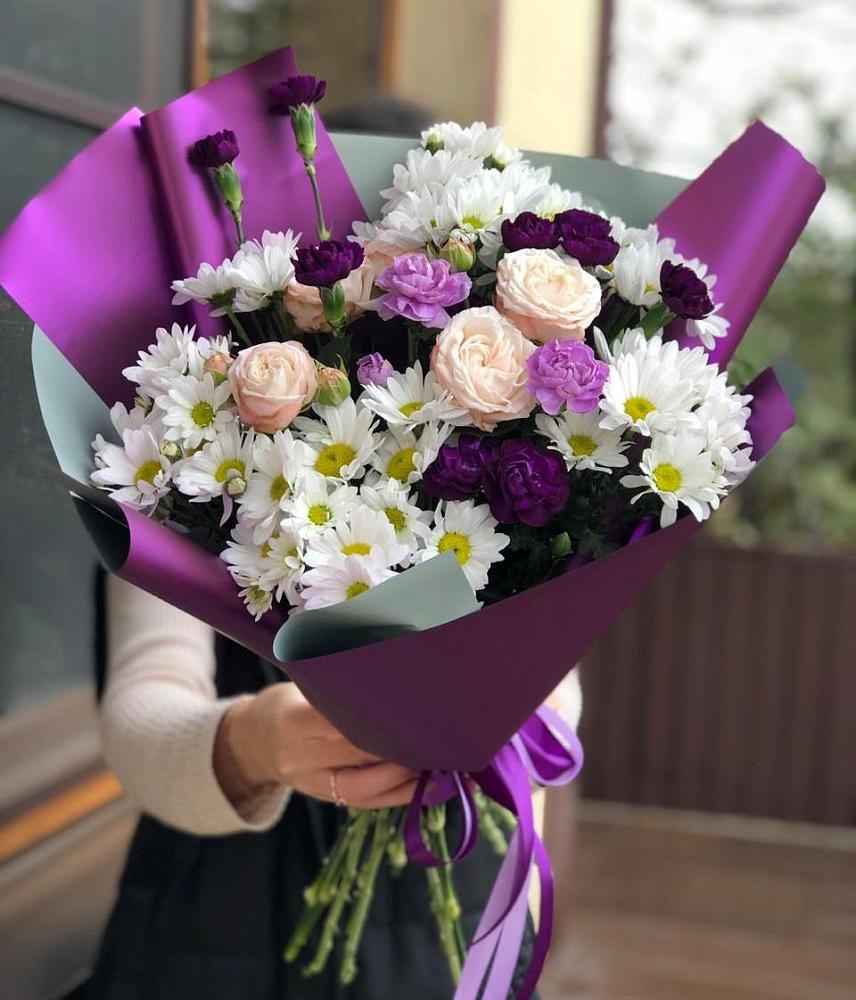 Букет цветов из: Хризантемы, Гвоздики и Розы в Кшенский