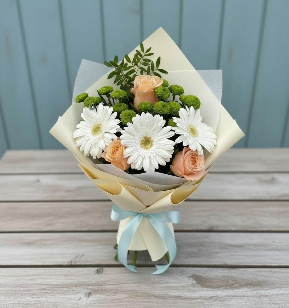 Букет цветов из: Герберы, Розы и Хризантемы в Кшенский