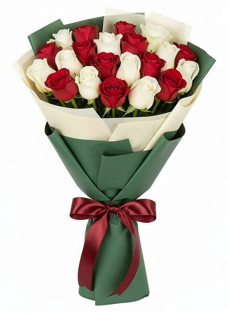 Букет Микс из красных и белых роз в Кшенский