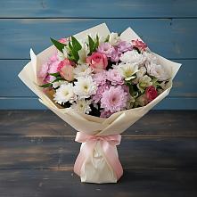 Букет цветов из:  Хризантемы, Альстромерии и Розы в Кшенский