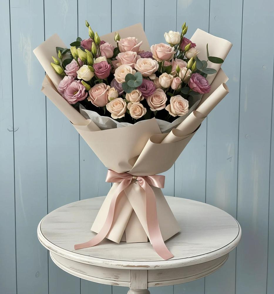 Букет цветов из: Розы и Лизиантусы в Кшенский