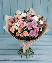 Букет цветов из:  Хризантемы, Розы и Альстромерии #REPLACE_PRED# Кшенский