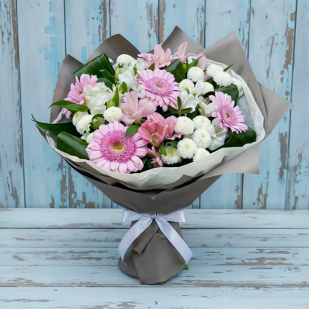 Букет цветов из: Герберы, Альстромерии и Хризантемы в Кшенский