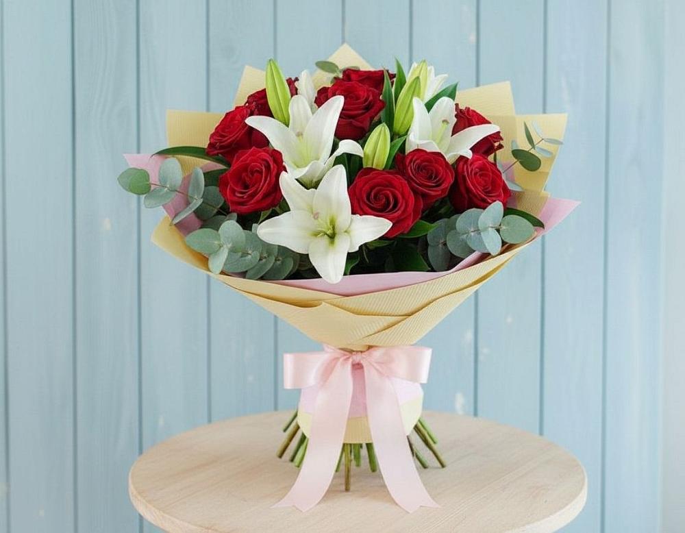 Букет цветов из: Лилии и Розы в Кшенский